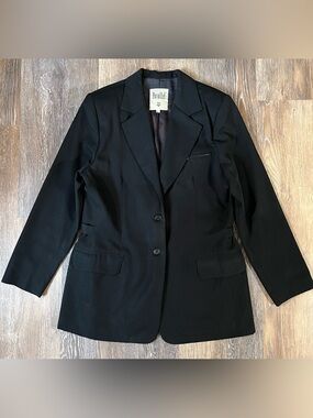 Vintage 90s Parallel Black Wo Tailored Blazer Jacket with Side Cinches